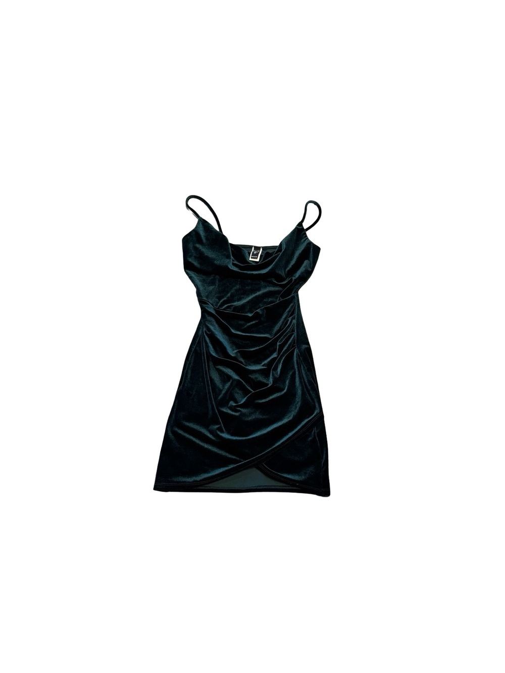 Windsor dark green Velvet Cowl Neck Mini Dress